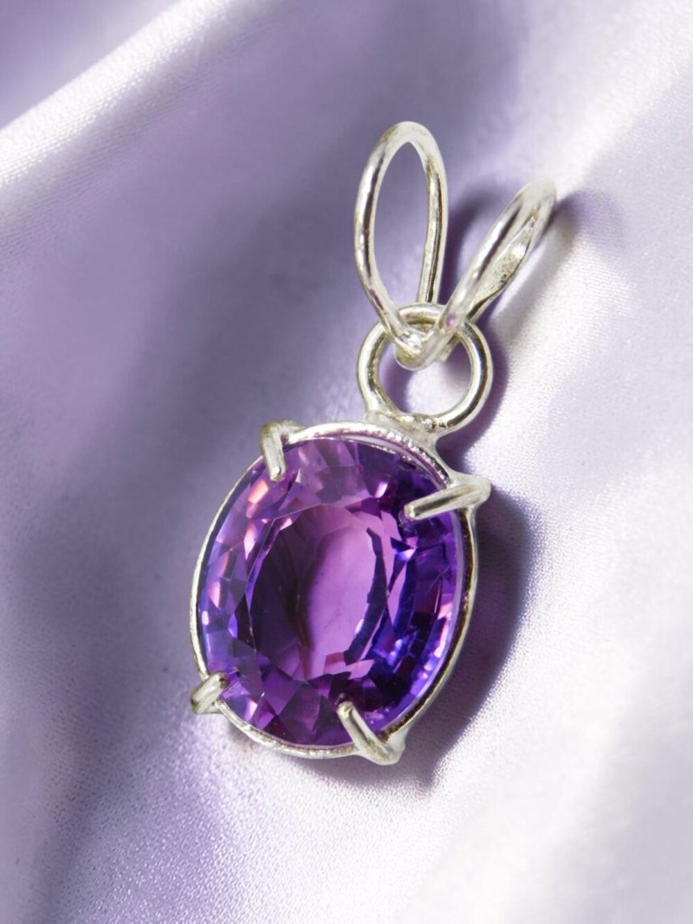 Certified 21.20 Ct Natural Purple Sapphire 925 Sterling Silver Pendant